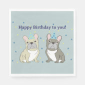 Happy birthday French bulldog Serviette (Vorderseite)