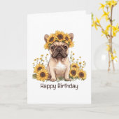 Happy Birthday French Bulldog Sunflowers Karte (Gelbe Blume)
