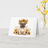 Happy Birthday French Bulldog Sunflowers Karte (Gelbe Blume)