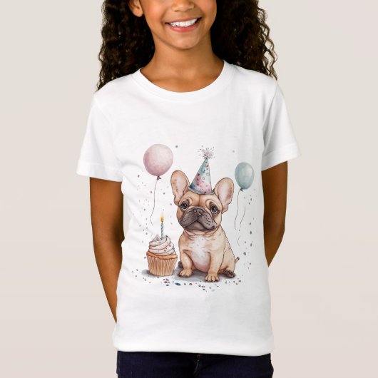 Happy Birthday French Bulldog T-Shirt (Vorderseite)