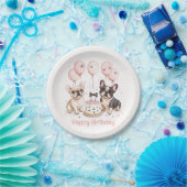Happy Birthday French Bulldogs Birthday Cake Pink Pappteller (Party)