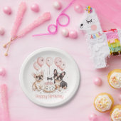 Happy Birthday French Bulldogs Birthday Cake Pink Pappteller (Party)