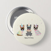 Happy Birthday French Bulldogs Button (Vorne & Hinten)