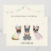 Happy Birthday French Bulldogs Einladung (Vorne/Hinten)