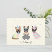 Happy Birthday French Bulldogs Einladung (Stehend Vorderseite)