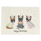 Happy Birthday French Bulldogs Große Geschenktüte (Rückseite)