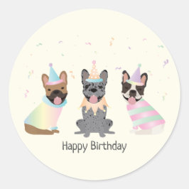 Happy Birthday French Bulldogs Runder Aufkleber