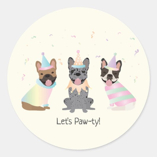 Happy Birthday French Bulldogs Runder Aufkleber (Vorderseite)