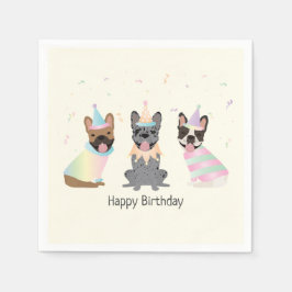 Happy Birthday French Bulldogs Serviette