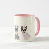 Happy Birthday French Bulldogs Tasse (VorderseiteRechts)
