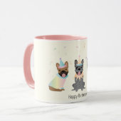 Happy Birthday French Bulldogs Tasse (Vorderseite Links)
