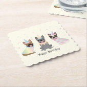 Happy Birthday French Bulldogs Untersetzer (angewinkelt)