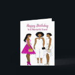 Happy Birthday Friend Afrikanischer Geburtstag Dankeskarte<br><div class="desc">Auf dieser wunderschönen Geburtstagskarte sind drei Freunde in Abend gekleidet. Diese niedliche Karte ist perfekt,  um sie einem Freund der Erde zu geben,  der Freude daran hat,  in der Gegend zu sein.</div>
