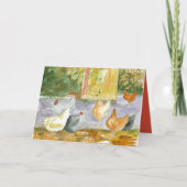 Happy Birthday Friend Chickens Birds Farm Dankeskarte (Vorderseite)