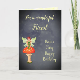 Happy Birthday Friend Fairy Design Karte