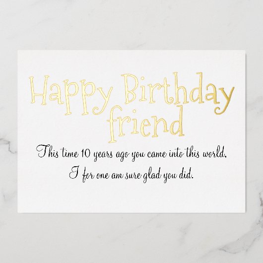 Happy Birthday Friend Foil Card Folieneinladung (Vorderseite)