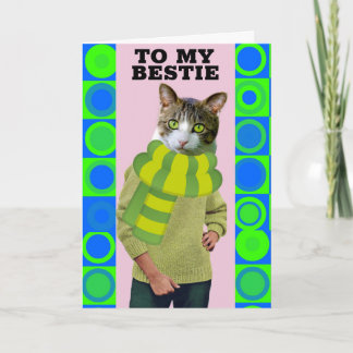 HAPPY BIRTHDAY FRIEND FUNNY CAT GREETING CARD KARTE