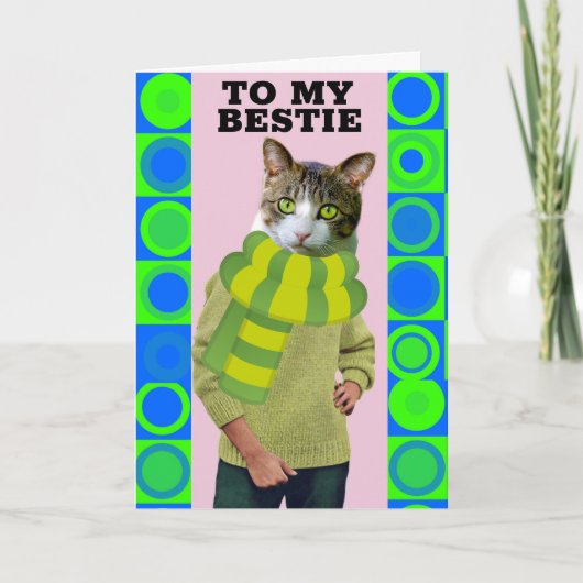 HAPPY BIRTHDAY FRIEND FUNNY CAT GREETING CARD KARTE (Vorderseite)
