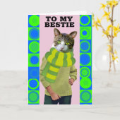 HAPPY BIRTHDAY FRIEND FUNNY CAT GREETING CARD KARTE (Gelbe Blume)