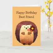 Happy Birthday Friend Hedgehog Hug, Hedgehug Karte (Gelbe Blume)
