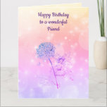 Happy Birthday Friend Karte<br><div class="desc">Schöne Blume Fee Design Happy Birthday Friend Grußkarte.</div>