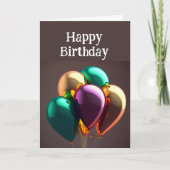 Happy Birthday Friend Metalic Balloons Karte (Vorderseite)