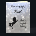 Happy Birthday Friend Unicorn Design Karte<br><div class="desc">Hübsch rosa funkelnd Happy Birthday Friend Unicorn Design Grußkarte.</div>