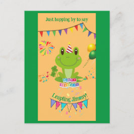 Happy Birthday Frog Banners Ballon Feuerwerk Postkarte