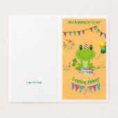 Happy Birthday Frog Banners Balloon Firework Karte (Außenseite Aufgefaltet)