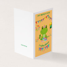 Happy Birthday Frog Banners Balloon Firework Karte