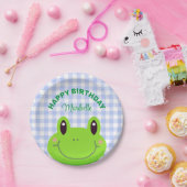 Happy Birthday Frog Niedlich Blue Pappteller (Party)