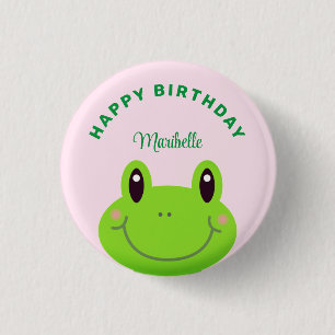 Happy Birthday Frog Niedlich Pink Button