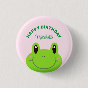 Happy Birthday Frog Niedlich Pink Button