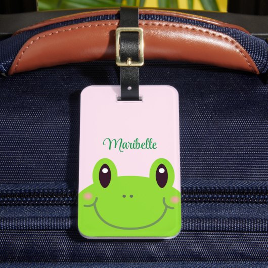 Happy Birthday Frog Niedlich Pink Gepäckanhänger (Vorderseite Insitu 2)