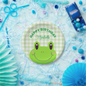 Happy Birthday Frog Niedlich Pink Pappteller (Party)