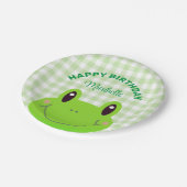 Happy Birthday Frog Niedlich Pink Pappteller (Schrägansicht)