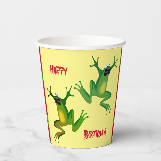 Happy Birthday Frog Paper Cups Pappbecher (Rückseite)