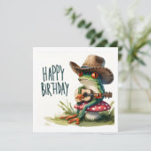 Happy Birthday Frog Playing Guitar Karte (Stehend Vorderseite)