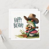 Happy Birthday Frog Playing Guitar Karte (Vorderseite/Rückseite Beispiel)