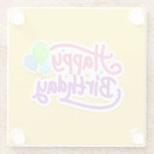 Happy Birthday fröhlich Gelb Moderne Glasuntersetzer (Rückseite)