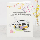 Happy Birthday From Cat to Purfect House Karte (Gelbe Blume)