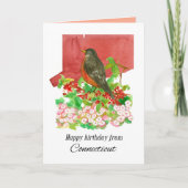 Happy Birthday From Connecticut State Watercolor Karte (Vorderseite)