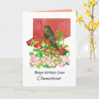 Happy Birthday From Connecticut State Watercolor Karte