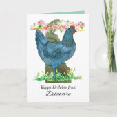 Happy Birthday from Delaware Blue Hen Chicken Karte (Vorderseite)
