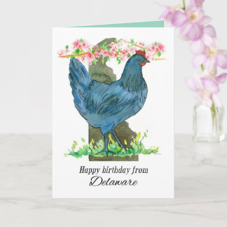 Happy Birthday from Delaware Blue Hen Chicken Karte