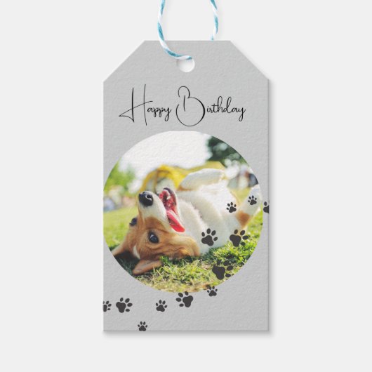 Happy Birthday from Your Furry Friend 2 Photos Geschenkanhänger (Vorderseite)