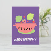 Happy Birthday Fruit Salad Illustration Karte (Stehend Vorderseite)