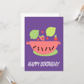 Happy Birthday Fruit Salad Illustration Karte (Vorderseite/Rückseite Beispiel)