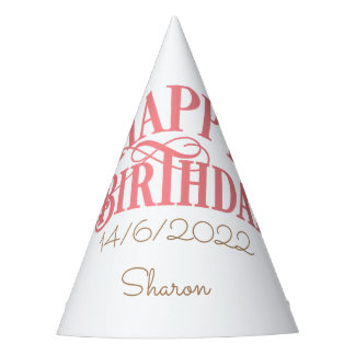 Happy Birthday Fügen Sie Ihren Namen und Datum hin Partyhütchen