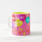 Happy Birthday Fun 18. Meilenstein Personalisiert Zweifarbige Tasse (Vorderseite Links)